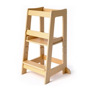 Toddler Standing Tower Baby Natural 3-Level Adjustable Wooden <b>Step</b> <b>Stool</b> Montessori Learning - Product Image 2