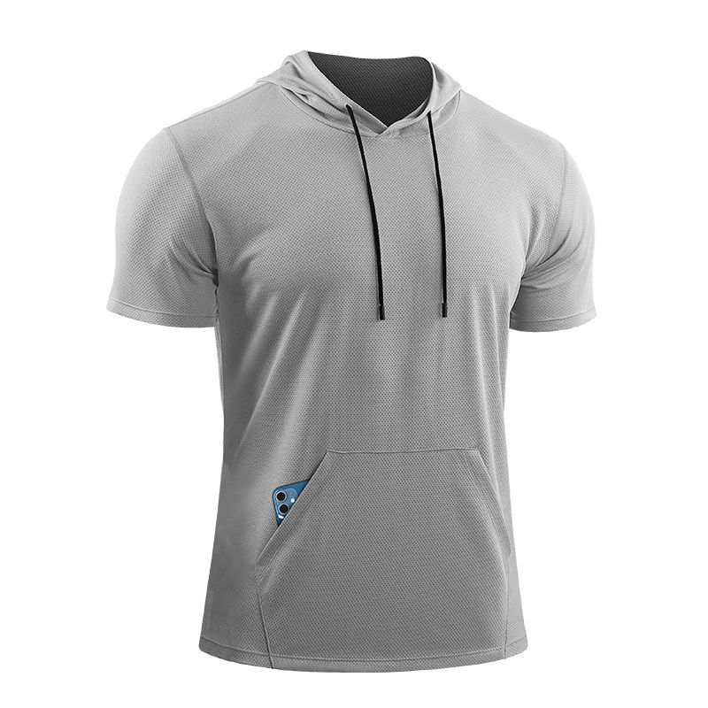 Custom Recycled Polyester Hooded Workout Quick Dry T Shirt Sportswear N2734