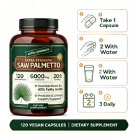 Capsules végétaliennes à marque privée OEM, extrait de palmier nain 20:1 extra fort 6000mg pour la santé de la prostate et urinaire