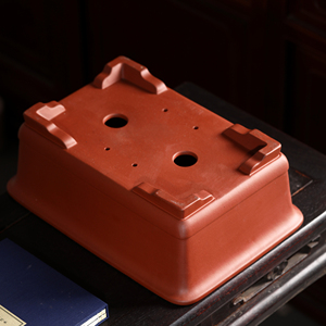 กระถางบอนไซทรงสี่เหลี่ยมจัตุรัส ดินเผาสีม่วง สำหรับวางบนโต๊ะ สไตล์จีน - Product Image 4