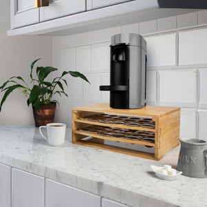 Organisateur de tiroir de rangement pour dosettes de café <span class=keywords><strong>Nespresso</strong></span> en bambou, capacité 70 dosettes, pour cuisine - Product Image 2