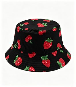 Chapeau Bob Imprimé Fraise Cerise pour Femme – Casquette de Pêcheur Estivale Anti-UV à Motif Fruité - Product Image 2