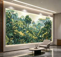 Papier peint mural Paysage de forêt tropicale verte pour salon, hall d'hôtel et zone de réception