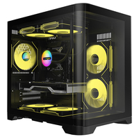 Casing Komputer Gaming Kubus Lebar Pasokan Pabrik, Desain Kaca Lengkung Modis, Casing PC Gamer, Kabinet PC Micro ATX