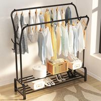 Séchoir à linge simple et moderne en acier au carbone Jiabeihao, pour balcon, chambre à coucher, rangement de vêtements suspendus, manteau, chapeau, pliable, sur pied