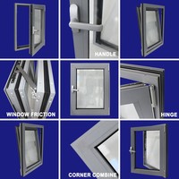 Fenêtre commerciale en aluminium à ouverture oscillo-battante certifiée Florida, résistante aux ouragans, double vitrage, coupe-vent, insonorisée, production en série