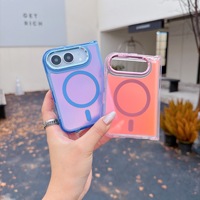 Nouvelle coque de téléphone portable magnétique antichoc de style INS couleur caméléon pour iPhone Duo avec coque de protection pliable à bords doux