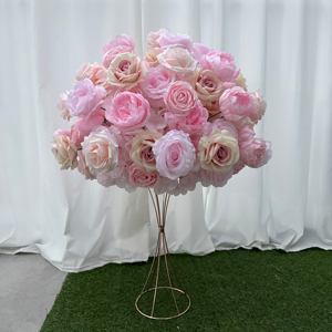 Boules de fleurs artificielles en soie, couleur crème, pour centres de table de mariage, décoration d'événements, vente en gros D-FB248. - Product Image 2