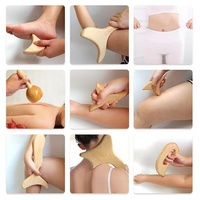 Lot de 4 outils de massage en bois de hêtre massif : ventouse de massage, Gua Sha, rouleau musculaire et masseur de tête 42x12x12cm Guangdong