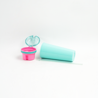 Gobelet isotherme 2-en-1 en plastique AS sans BPA de 20 oz avec couvercle et compartiment à collation, tasse à boire pour enfant et paille, idéal comme cadeau