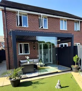 Pérgola de aluminio retráctil para exteriores <span class=keywords><strong>DUODA</strong></span> modelo 888 con sistema de toldo de techo plegable resistente al agua y fácil de montar - Product Image 2