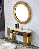 Table console de villa de luxe moderne avec plateau en marbre et structure en acier inoxydable pour salon