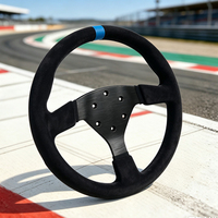 Volant de course de rallye en cuir microfibre de haute qualité 330 mm en alliage d'aluminium renforcé pour jeux de course sportifs