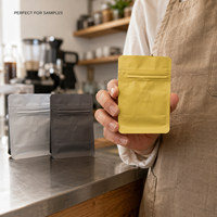 Sac à café mini de 50g de qualité alimentaire en aluminium avec fermeture éclair et valve de dégazage pour échantillons de café - Offre Spéciale