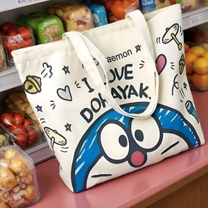 Sac fourre-tout en toile personnalisé avec dessin animé pour étudiants, idéal pour le shopping et l'usage quotidien - Product Image 1