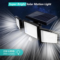 Lampe murale solaire LED à triple tête avec panneau solaire séparé, détecteur de mouvement, étanche IP65, lumière du jour 6000K, télécommande, pour jardin