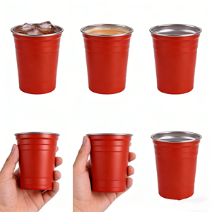 Gobelet isotherme en acier inoxydable à paroi simple avec revêtement poudré, 400 ml, 350 ml/500 ml, pour soda et jus, idéal pour les voyages et les activités de plein air, disponible en noir, or, blanc et rouge - Product Image 1