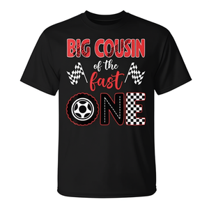 T-shirt d'anniversaire Big Cousin Of The Fast One Race Car pour le 1er anniversaire, tenue de famille - Product Image 2