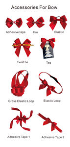 Tùy Chỉnh Màu Đen In Gói Quà Pre Tied Bán Buôn Trang Trí Satin Tie Đóng Gói Ribbon Cung Với Vòng Đàn Hồi - Product Image 4