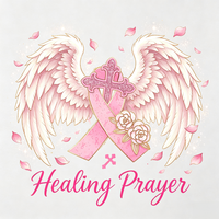 Transfert DTF « Faith Prayer » pour la sensibilisation au cancer du sein, motif floral avec croix chrétienne et ruban rose, pour T-shirts et vêtements