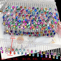 Chaîne à coudre en cristal AB multicolore de 6 cm avec franges en strass en forme de goutte, idéale pour la vente en gros, les costumes de scène de mariage et les robes DIY