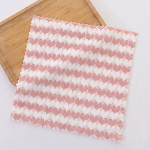 Serviette carrée en polaire corail To Heart, double usage humide/sec, torchon de cuisine imprimé en coton tricoté, vente en gros d'usine - Product Image 5