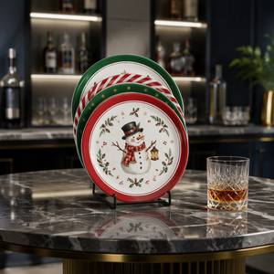 Assiettes de Noël, <span class=keywords><strong>vaisselle</strong></span> de fête avec motifs Père Noël, sapin de Noël, cloche et rennes <span class=keywords><strong>pour</strong></span> des dîners festifs - Product Image 6