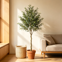 Arbre d'olivier artificiel réaliste de 1,80 m de haut avec fruits, pot et panier, plante d'olivier artificielle pour décoration intérieure, salon, OEM