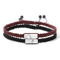 Bracelet en pierre naturelle à motif géométrique, personnalisé, vente en gros, unisexe, bracelet en cordon tressé ciré, ensemble pour homme et femme