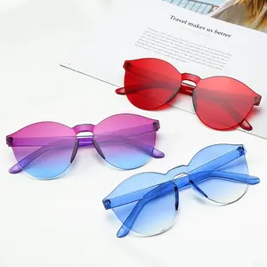 Женские солнцезащитные очки uv400 в форме сердца с градиентом, прозрачные цельные очки без оправы карамельных цветов, дешевые солнцезащитные очки оптом