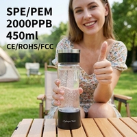 Vente en gros - Bouteille d'eau hydrogénée 450 ml - Technologie SPE PEM - 2000 PPB - Générateur d'eau hydrogénée à haute concentration - Ioniseur d'eau hydrogénée - CE