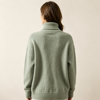 Fabricant de pulls personnalisés avec logo OEM, pull en tricot pour femmes, col roulé brodé, mélange de laine, pull chaud d'hiver, tricot personnalisé