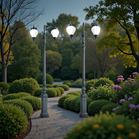 Lampadaire de jardin en aluminium de style antique, LED, indice de protection IP65, alimentation CA, 6000K, lumière du jour, télécommande pour l'éclairage de villa