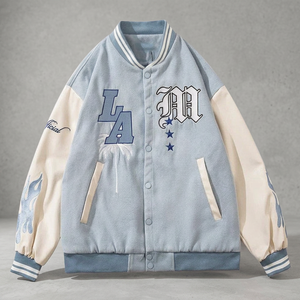 <b>Men</b>’s Embroidered Letter Varsity Bomber <b>Jacket</b> – Custom Baseball <b>Jacket</b>, Wholesale Streetwear <b>Jacket</b> - Product Image 4