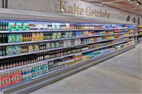 Vitrine commerciale pour fruits et légumes, grande taille, luxe, supermarché, multi-étagères, ouverte, avec contrôle numérique de la température, 2,5 mètres