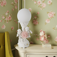 Lampe de table décorative LED personnalisée en résine, peinte à la main, motif Cupidon et rose, avec contrôle tactile E26, intensité variable, veilleuse AC pour