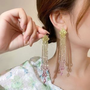 Pendientes de Araña Estilo Europeo Americano, Nueva Moda, Exagerados, Completamente de Cristal y Aleación con Pedrería, para Mujer, Vestido Elegante - Product Image 5