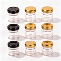 Pot à miel en verre transparent mini vide de 25 ml avec couvercle à vis métallique hermétique, petit récipient en verre pour souvenir de mariage, emballage de confiture et de miel