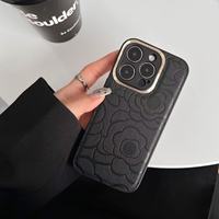 Étui de téléphone floral en cuir PU gaufré pour iPhone