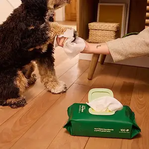 Salviette personalizzate per la toelettatura per cani per un facile utilizzo su zampe, corpo e sedere, salviettine per animali domestici senza profumo 80 conteggi