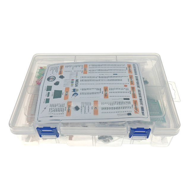 1900 Pcs Mega Electronic Component Kit Including Assortment + Capacitors + Resistors + LED + Transistors + DC Jacks + PCB +opamp