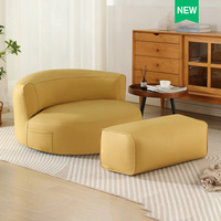 Canapé pouf ergonomique en tissu technique de luxe avec rembourrage en EPS, canapé paresseux en cuir microfibre imperméable avec tabouret, cadeaux IStapromo