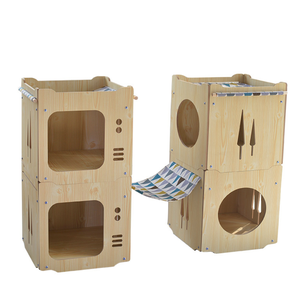 Nhà Cho Thú Cưng Bằng Gỗ NƠI ẨN NÁU Thỏ Có Võng Xếp Chồng Lên Nhau Phòng Hình Khối Mèo Thỏ Kết Hợp Leo Trèo - Product Image 2