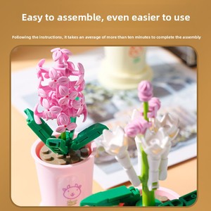 Blocs de construction compatibles pour petites pièces en plastique, jouets assemblés, ornements, bouquet de roses éternelles pour filles, anniversaire, fête des enseignants - Product Image 3