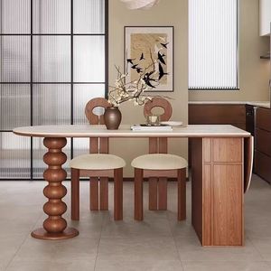 <b>Dining</b> <b>Table</b> Elliptical Foldable Storage <b>Wooden</b> <b>Extendable</b> Island With Drawer For Kitchen <b>Dining</b> - Product Image 1