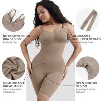 Body sculptant sans couture décontracté pour femme, en nylon fin, taille haute, effet rehausseur de fesses, amincissant, élasticité à maintien moyen, bretelles fines
