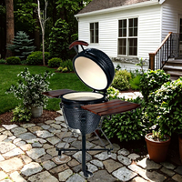 Barbecue au charbon de bois Kamado 2 en 1 réglable, en acier, pour extérieur, montage et nettoyage faciles, patio, jardin, camping