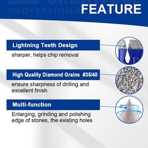 Lot de 13 forets diamantés brasés sous vide, fraises à chanfreiner et à biseauter pour le perçage de trous dans le granit, le marbre et la maçonnerie - Product Image 5