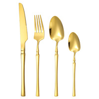 Ensemble de couverts de luxe en acier inoxydable 410, durable, réutilisable, compatible lave-vaisselle, portable, avec manche fin et finition miroir