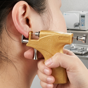 Pistolet manuel de perçage d'oreilles, kit de perçage jetable sans douleur, facile à utiliser, avec clou d'oreille. - Product Image 1